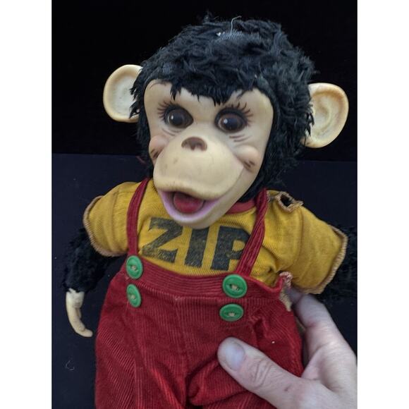 Vtg 1950 Rushton Zip The Monkey Rubber Faced Plush 15" Zippy Stuffed Animal -2 - Picture 7 of 12